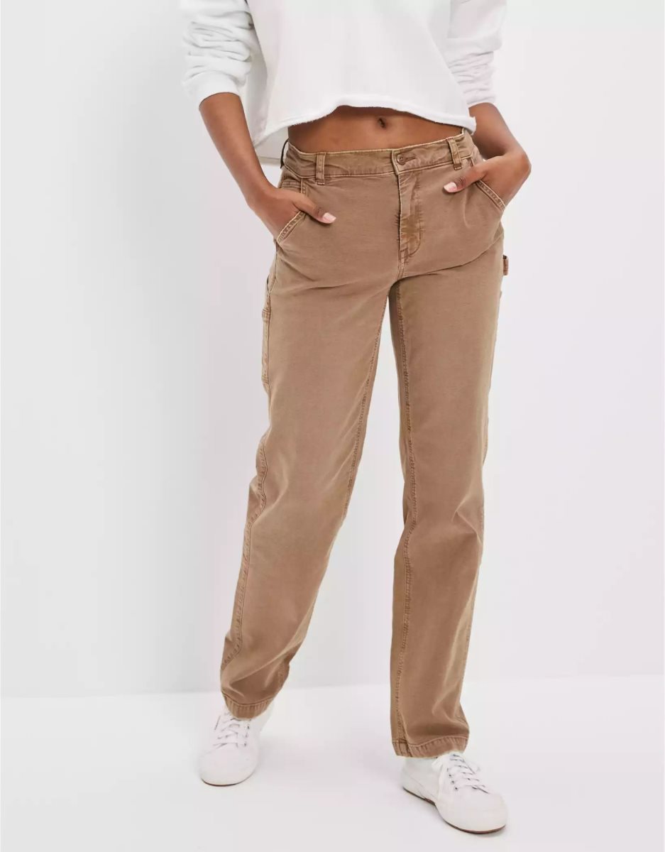 Jean American Eagle AE Stretch High-Waisted Droit Leg Carpenter Pant Marron Femme | ULL-63846745